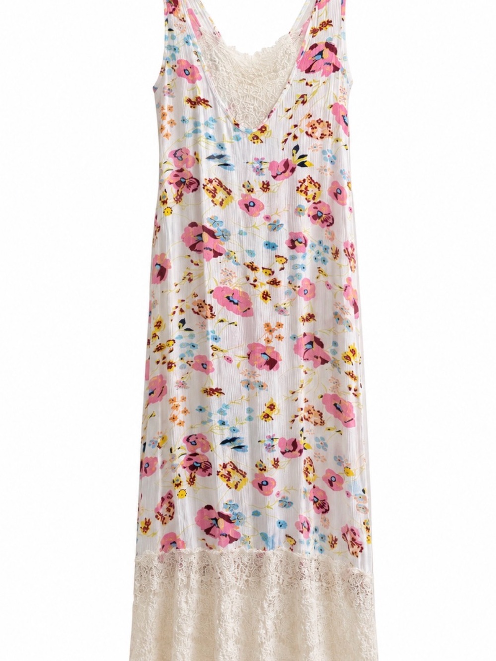 Somedays Lovin Floral Lace-Trim Slip Dress in Pink and Cream